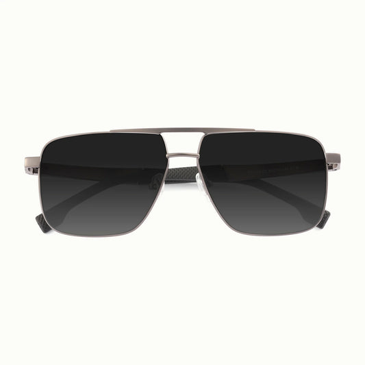 Gunmetal Square Navigator Sunglasses